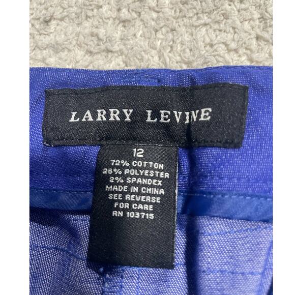 Larry Levine Womens Sz 12 Flat Front Straight Leg Cropped Pants Blue Purple - Picture 6 of 8